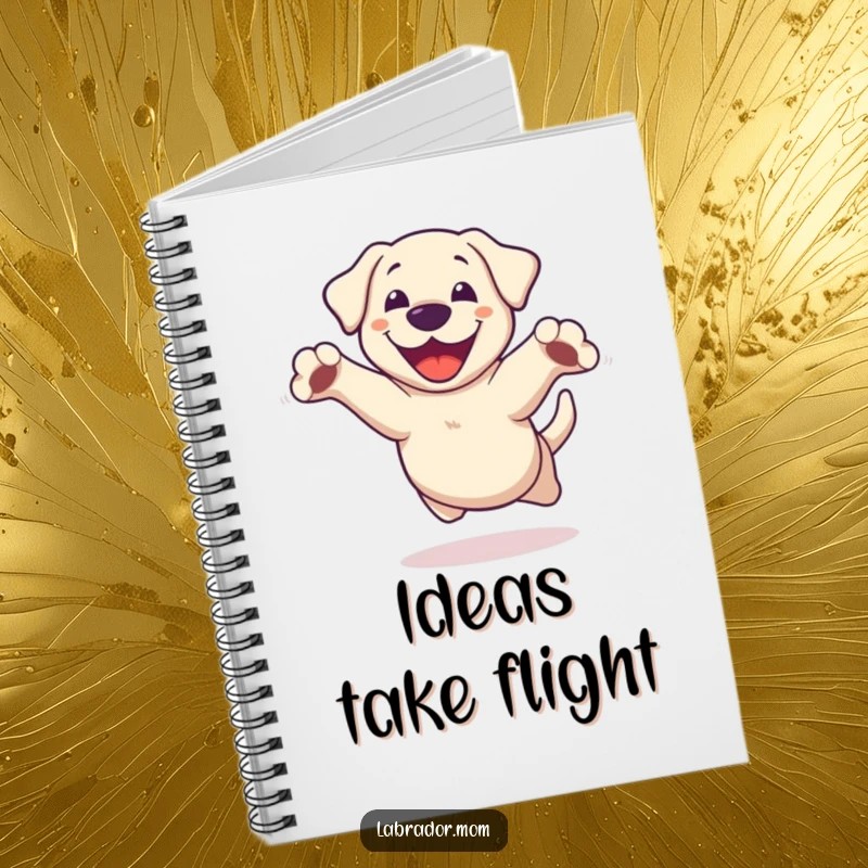 Funny Kawaii Labrador Notebook, a cute dog leaping with joy and paws outstretched, perfect for capturing creative thoughts.