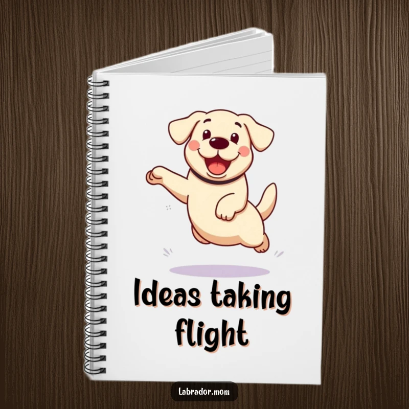 Funny kawaii Labrador dog notebook, featuring a cheerful dog in an enthusiastic leap, perfect for note-taking.