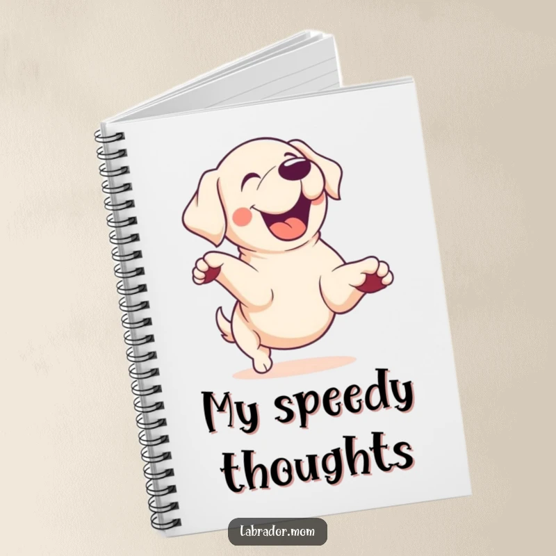 Funny Kawaii Labrador dog in zoomie motion, energetic, cute notebook, journal, dog lover, funny gift.