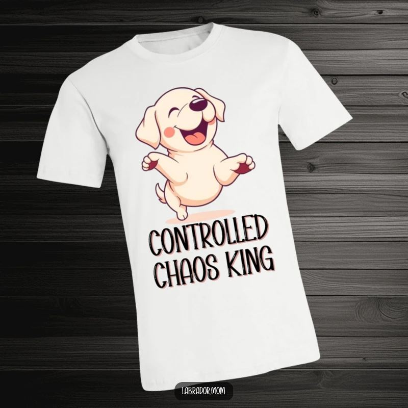 Funny Kawaii Labrador dog in mid-zoomie, fast motion, cute, energetic, funny t-shirt, perfect gift.