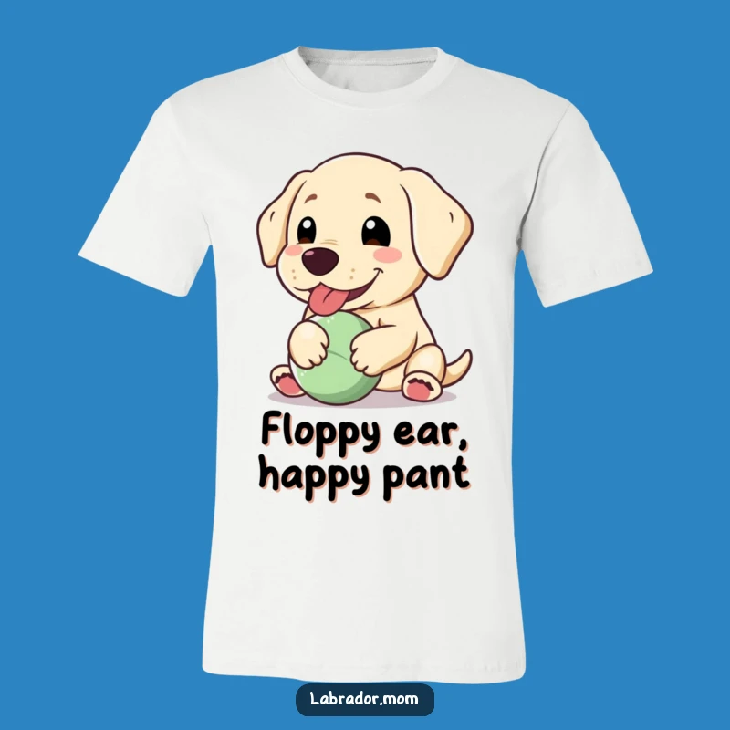 Funny Kawaii Labrador T-Shirt: Happy Panting Floppy Ear Dog Ball Tee Gift