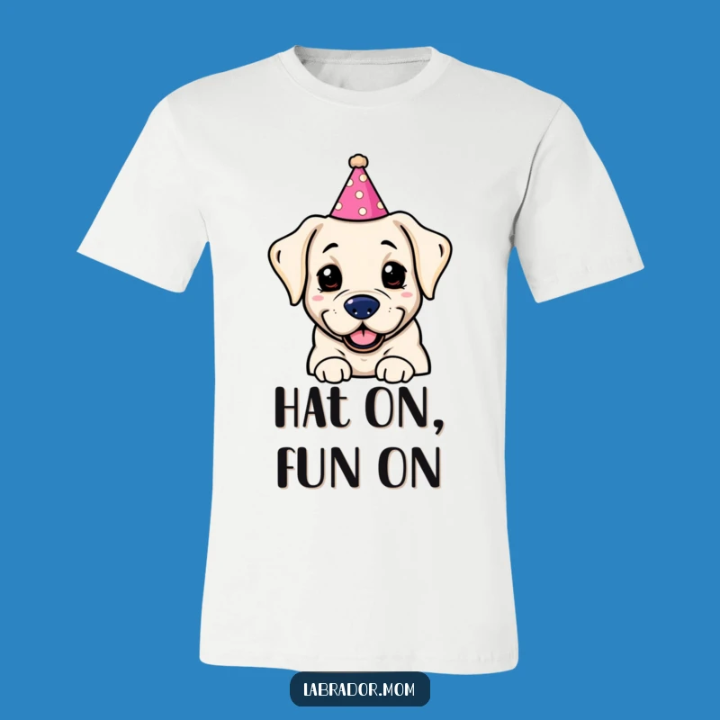 Funny Kawaii Labrador Party Hat T-Shirt: Hilarious Dog Apparel for a Perfect Comical Gift!