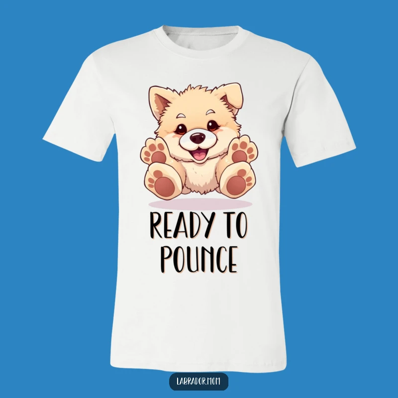 Funny Pouncing Dog T-Shirt: Comical Oversized Paws Shirt for Playful Personalities
