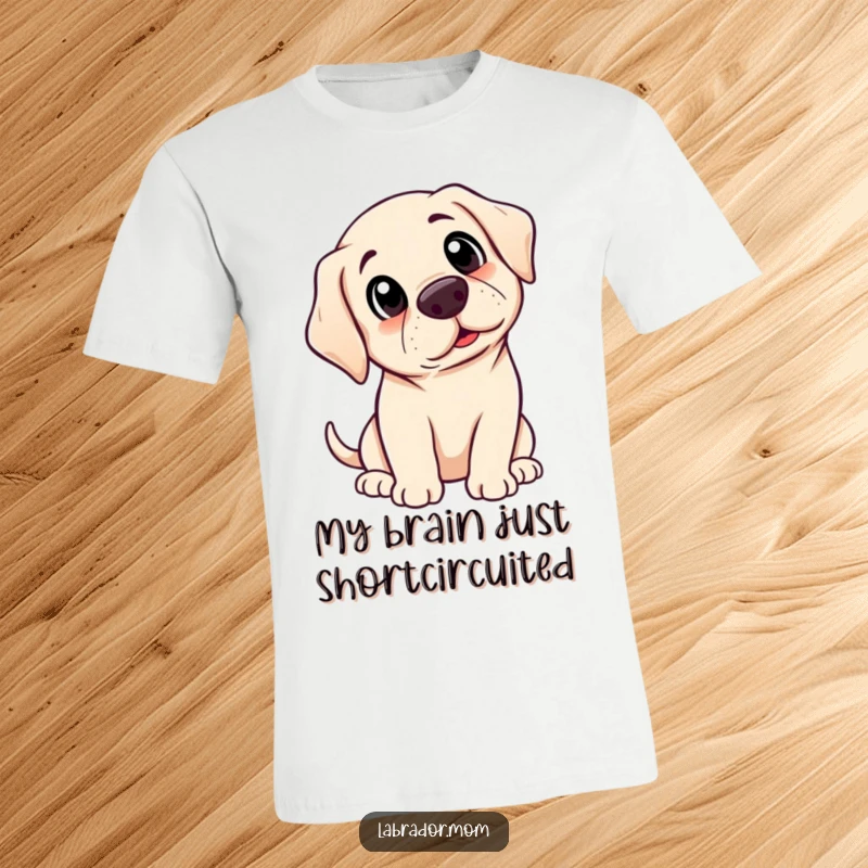 Funny Kawaii Labrador t-shirt featuring a cute dog tilting its head in a look of pure, adorable surprise.