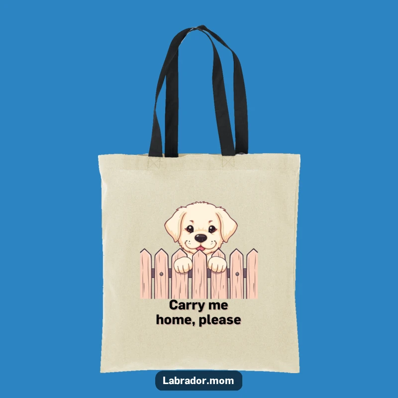 Funny Labrador Pup Tote Bag - Eager Dog Over Fence, Chic & Practical Gift!