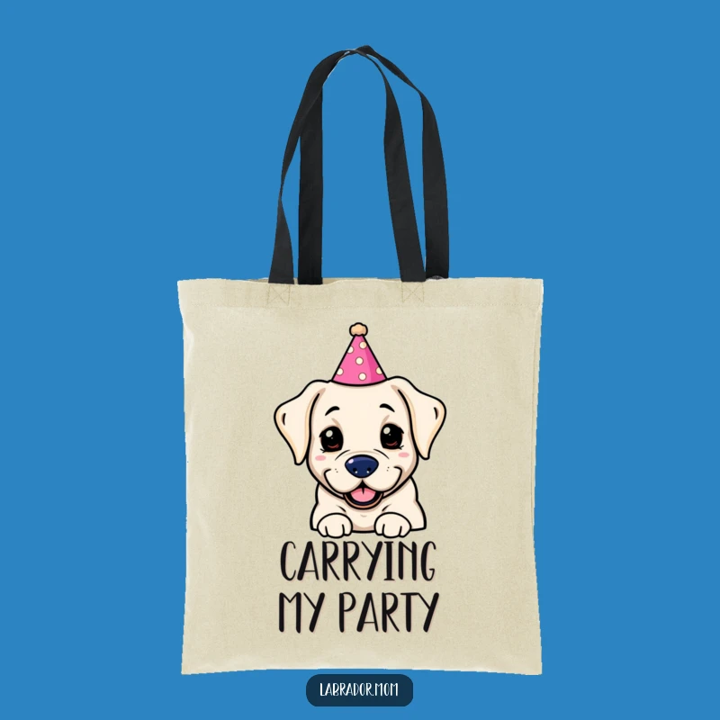 Funny Kawaii Labrador Party Hat Tote Bag: Carry Your Laughs in Style, Perfect Gift!