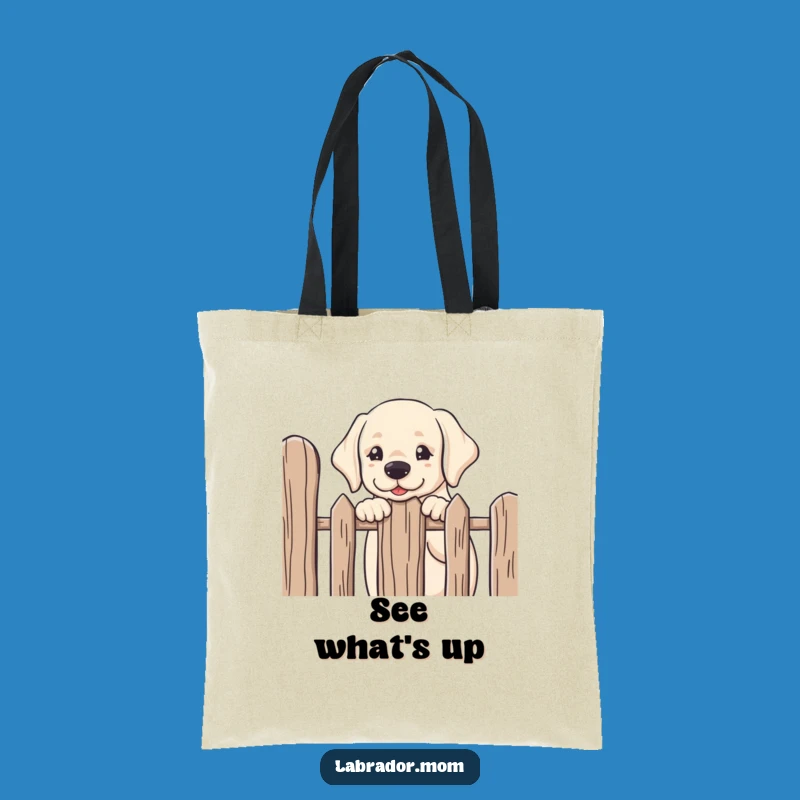 Funny Kawaii Labrador Peeking Tote Bag - Carry Your Curiosity